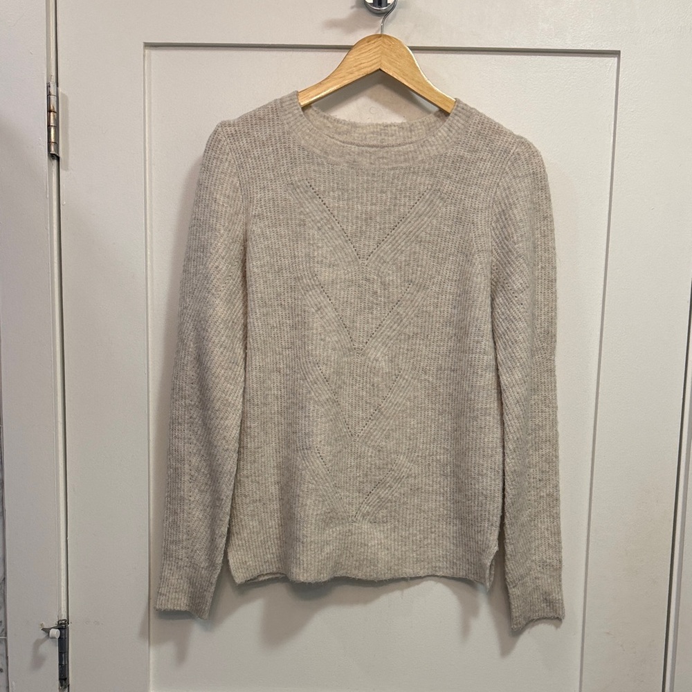 LOFT Light Beige Crew Neck Sweater